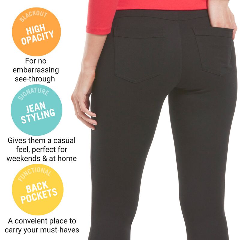 New Women's HUE Original Jeans Leggings Back Pocket Full Length Pants Red  Sz XS