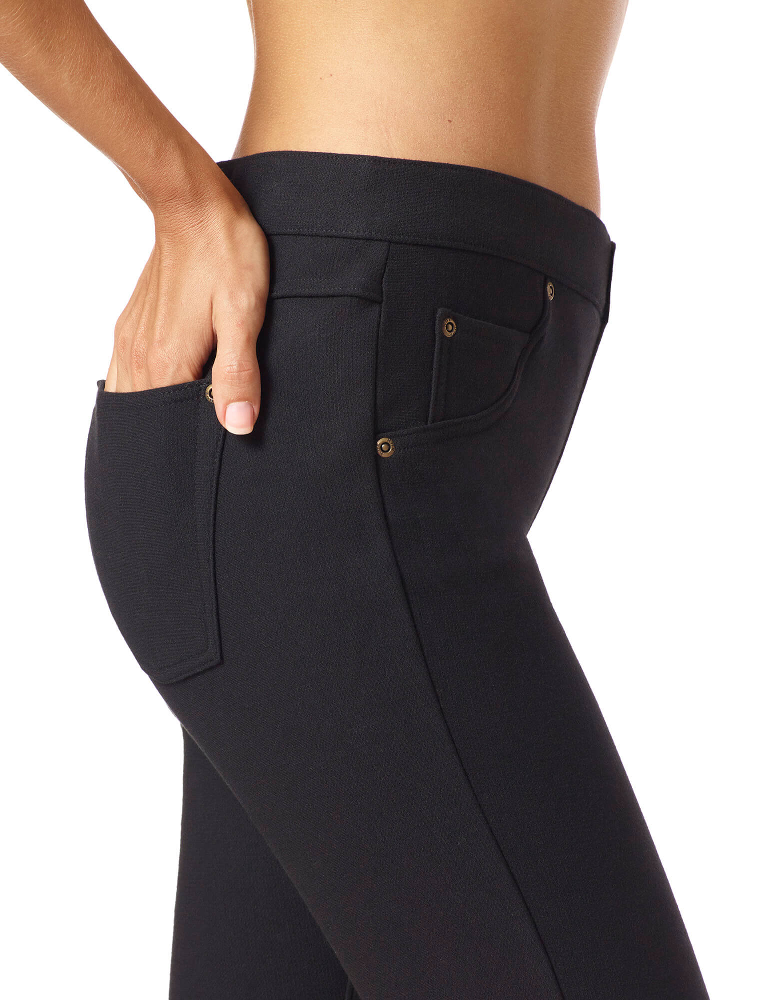 Hue Studio Women's Leggings/Super Soft Joggers Side pocket Black