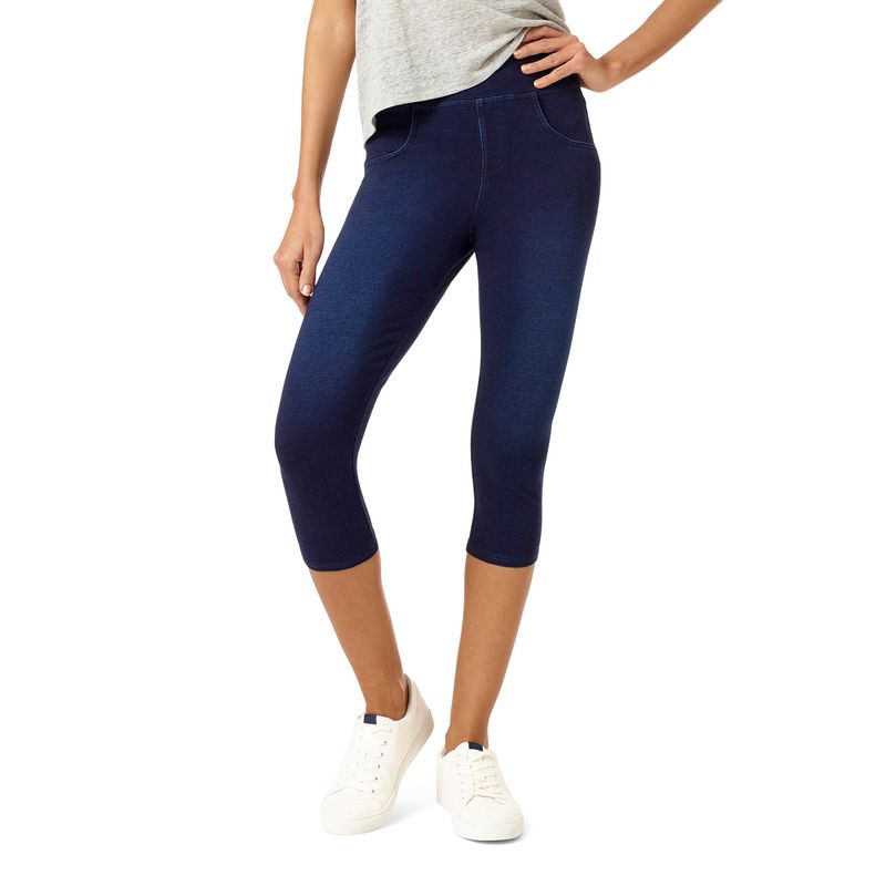HUE Women's Super Soft Stretch High Rise Denim leggings, No Side Seams