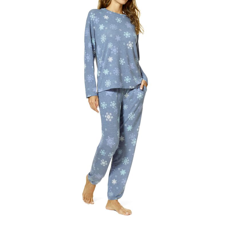 HUE Women's Long Sleeve Tee and Jogger Pant 2 Piece Pajama Set