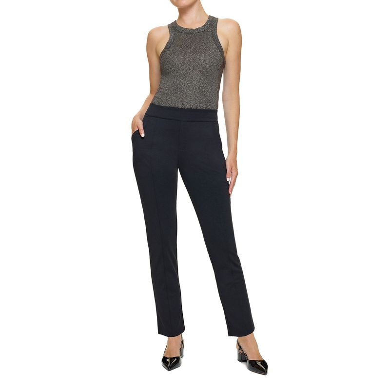 Black Womens Zip Hem Pull On Ponte Pant